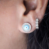 Blue Aura – Evil Eye Sterling Silver Studs for Women