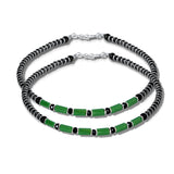 Green Charm Silver Nazariya Anklets for Women