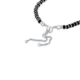 Black Love Sterling Silver Adjustable Nazariya Anklets for Women