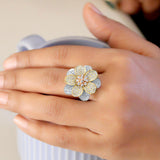 Flower Shower Sterling Silver 3- tone cocktal Ring for Women