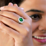 Green Aura Silver Ring for Women
