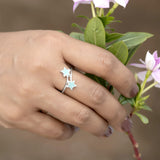 Twin Star Turquoise 925 Sterling Silver Ring for Women