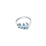 Aqua Leaf 925 Sterling Silver Ring for Women