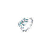 Aqua Leaf 925 Sterling Silver Ring for Women