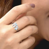Aqua Leaf 925 Sterling Silver Ring for Women