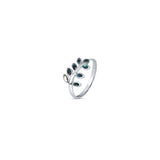 Midnight Leaf 925 Sterling Silver Ring for Women