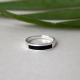 Blackline 925 Sterling Silver Band Ring for Women