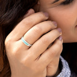 Turquoiseline 925 Sterling Silver Band Ring for Women