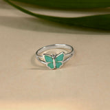 Aqua Butterfly 925 Sterling Silver Ring for Women