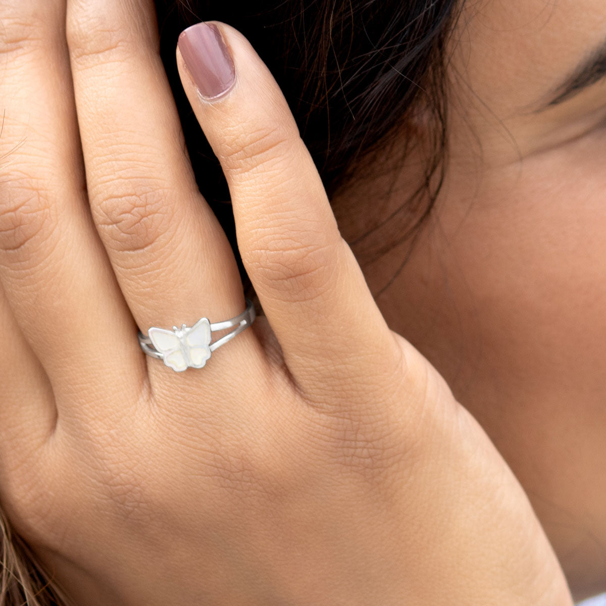 White Butterfly 925 Sterling Silver Ring for Women