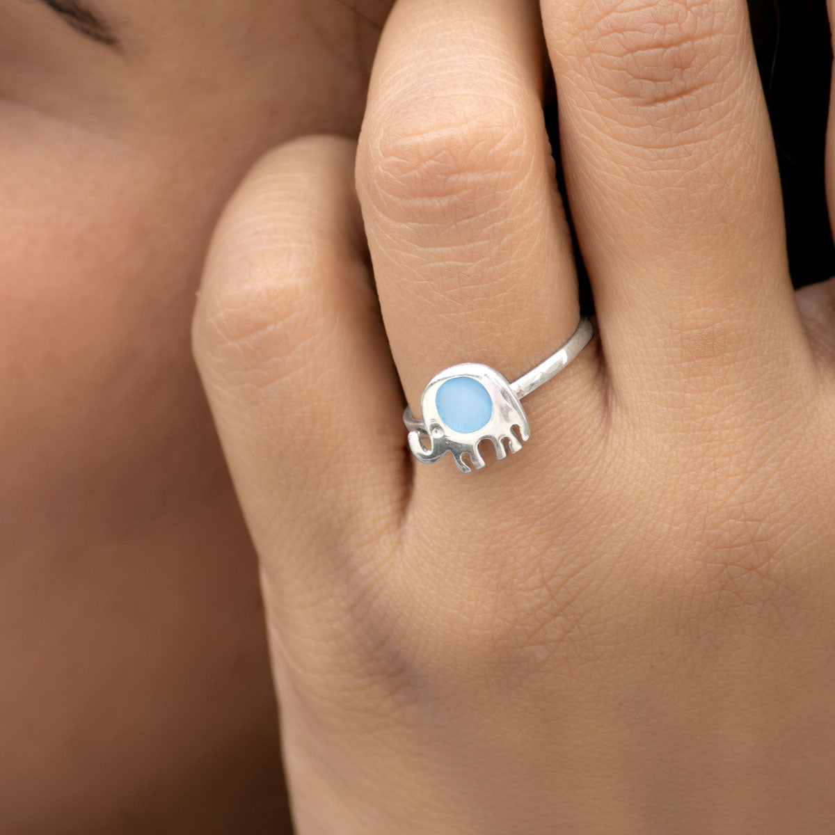 Blue Jumbo 925 Sterling Silver Ring for Women