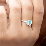 Sea Green Jumbo 925 Sterling Silver Ring for Women