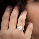 White Jumbo 925 Sterling Silver Ring for Women