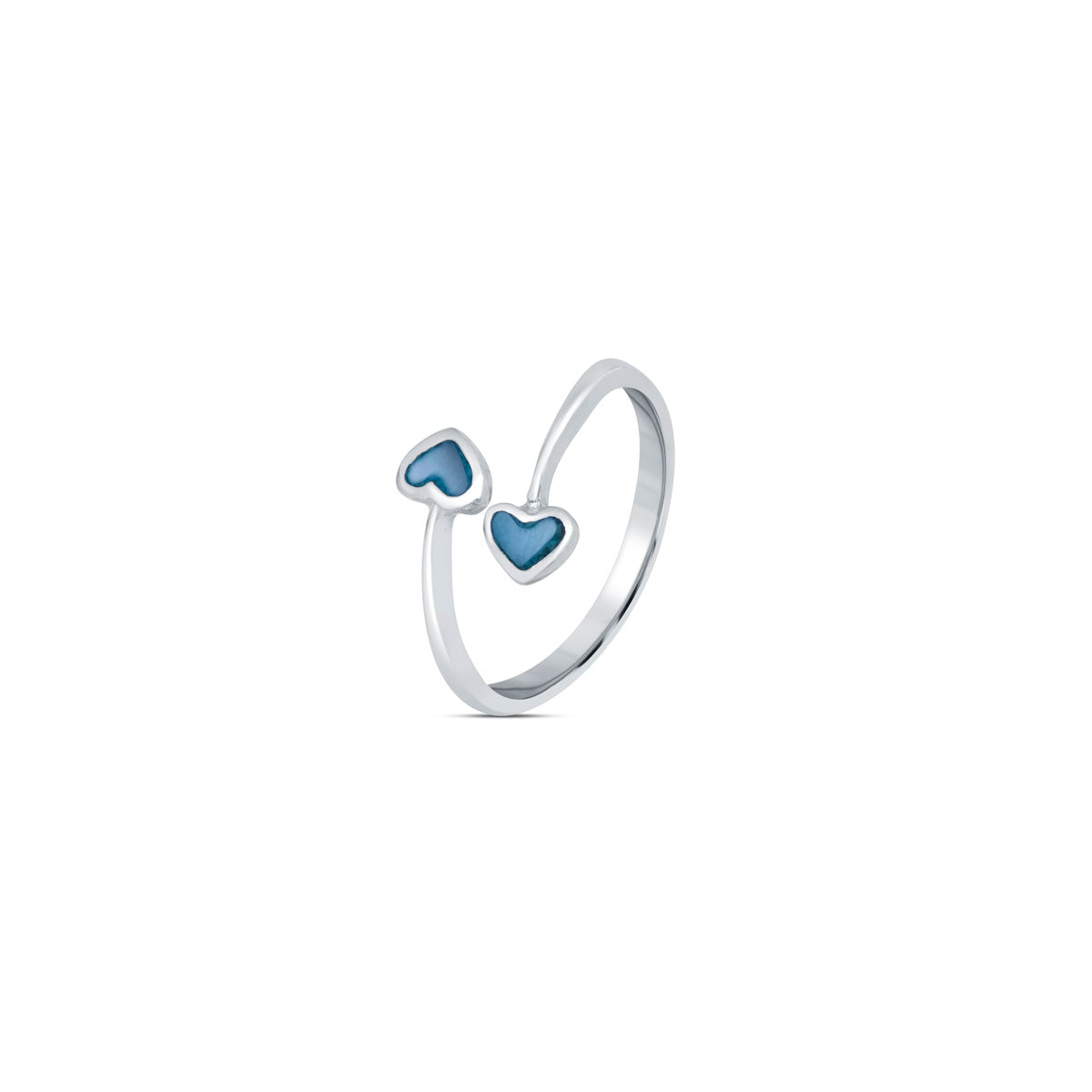 Aqua Twin Heart 925 Sterling Silver Ring for Women