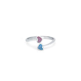 Candy Twin Heart 925 Sterling Silver Ring for Women