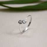 White Twin Heart 925 Sterling Silver Ring for Women