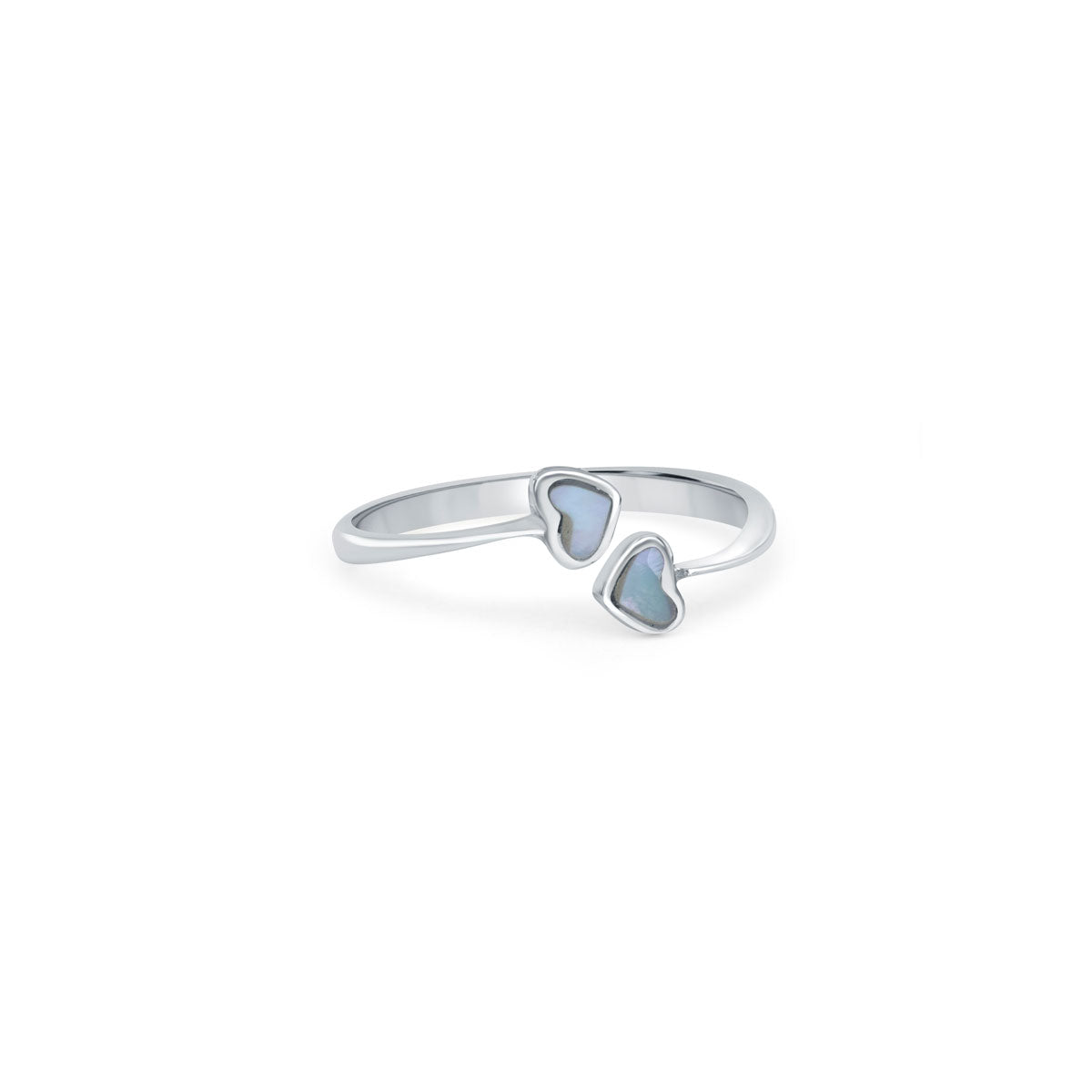 White Twin Heart 925 Sterling Silver Ring for Women