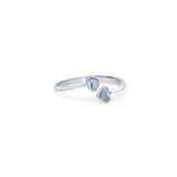 White Twin Heart 925 Sterling Silver Ring for Women