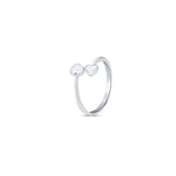White Twin Heart 925 Sterling Silver Ring for Women