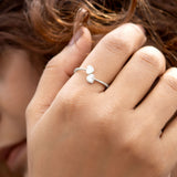 White Twin Heart 925 Sterling Silver Ring for Women