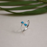 Turquoise Twin Heart 925 Sterling Silver Ring for Women