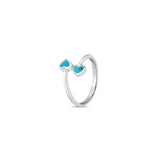 Turquoise Twin Heart 925 Sterling Silver Ring for Women