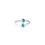 Turquoise Twin Heart 925 Sterling Silver Ring for Women
