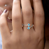Turquoise Twin Heart 925 Sterling Silver Ring for Women