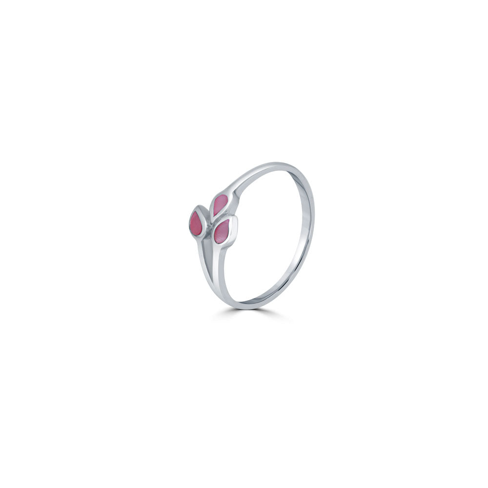 Pink Trio Petal 925 Sterling Silver Ring for Women