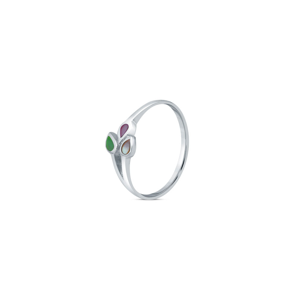 Pastel Trio Petal 925 Sterling Silver Ring for Women
