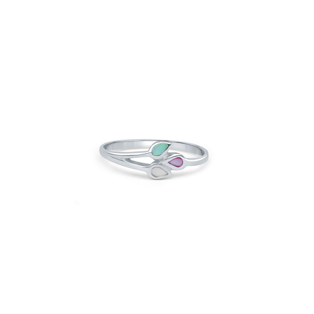 Pastel Trio Petal 925 Sterling Silver Ring for Women