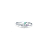 Pastel Trio Petal 925 Sterling Silver Ring for Women