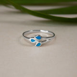 Aqua Trio Petal 925 Sterling Silver Ring for Women