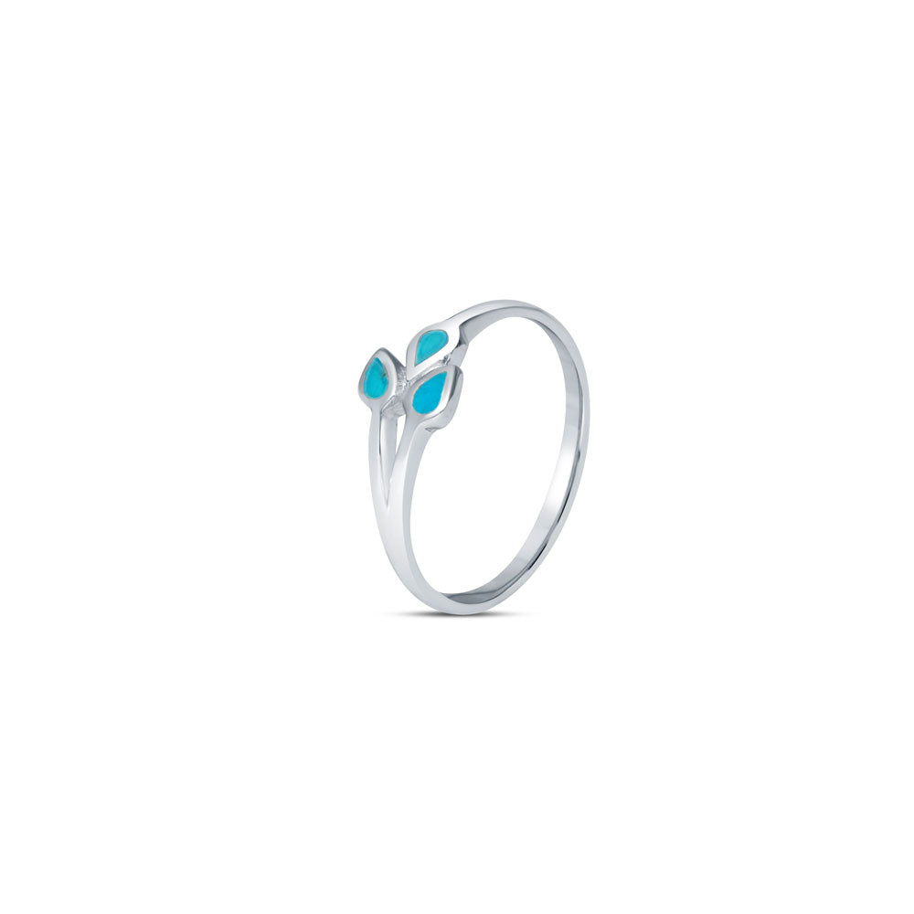 Aqua Trio Petal 925 Sterling Silver Ring for Women