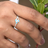 Aqua Trio Petal 925 Sterling Silver Ring for Women