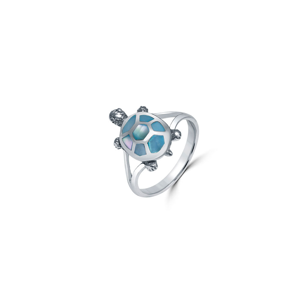 Blue Tortoise 925 Sterling Silver Ring for Women