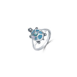 Blue Tortoise 925 Sterling Silver Ring for Women