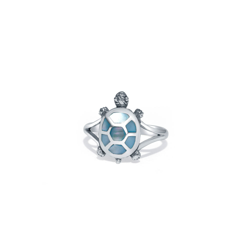 Blue Tortoise 925 Sterling Silver Ring for Women