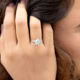 Blue Turtle 925 Sterling Silver Ring for Women