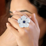 Sugandh Suman Ring with Blue Stone (Size 8.5)