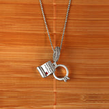 Proposal ring and note Silver Charm pendant and chain set for women