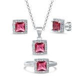 Red Treasure Box 925 Sterling Silver 3-piece set