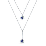 Blue Evil Eye Double Chain Pendant Set for Girls