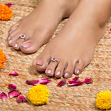 Blissful Silver Zirconia Toe Rings with Enamel for Women - Red