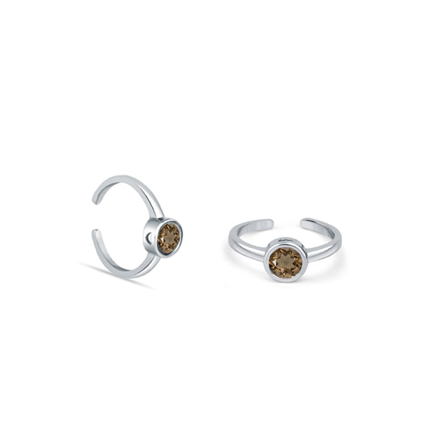 Reva Sterling Silver Toe Ring for Women - Smoky Topaz