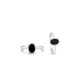 Ira Sterling Silver Toe Ring for Women with Black Oval Zirconia
