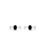 Ira Sterling Silver Toe Ring for Women with Black Oval Zirconia