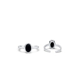 Ira Sterling Silver Toe Ring for Women with Black Oval Zirconia