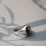 Yin-Yang Sterling Silver Ring for Men