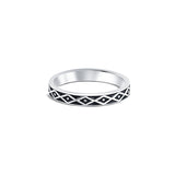 Exquisite Checkers Sterling Silver Band for Men with Black Enamel